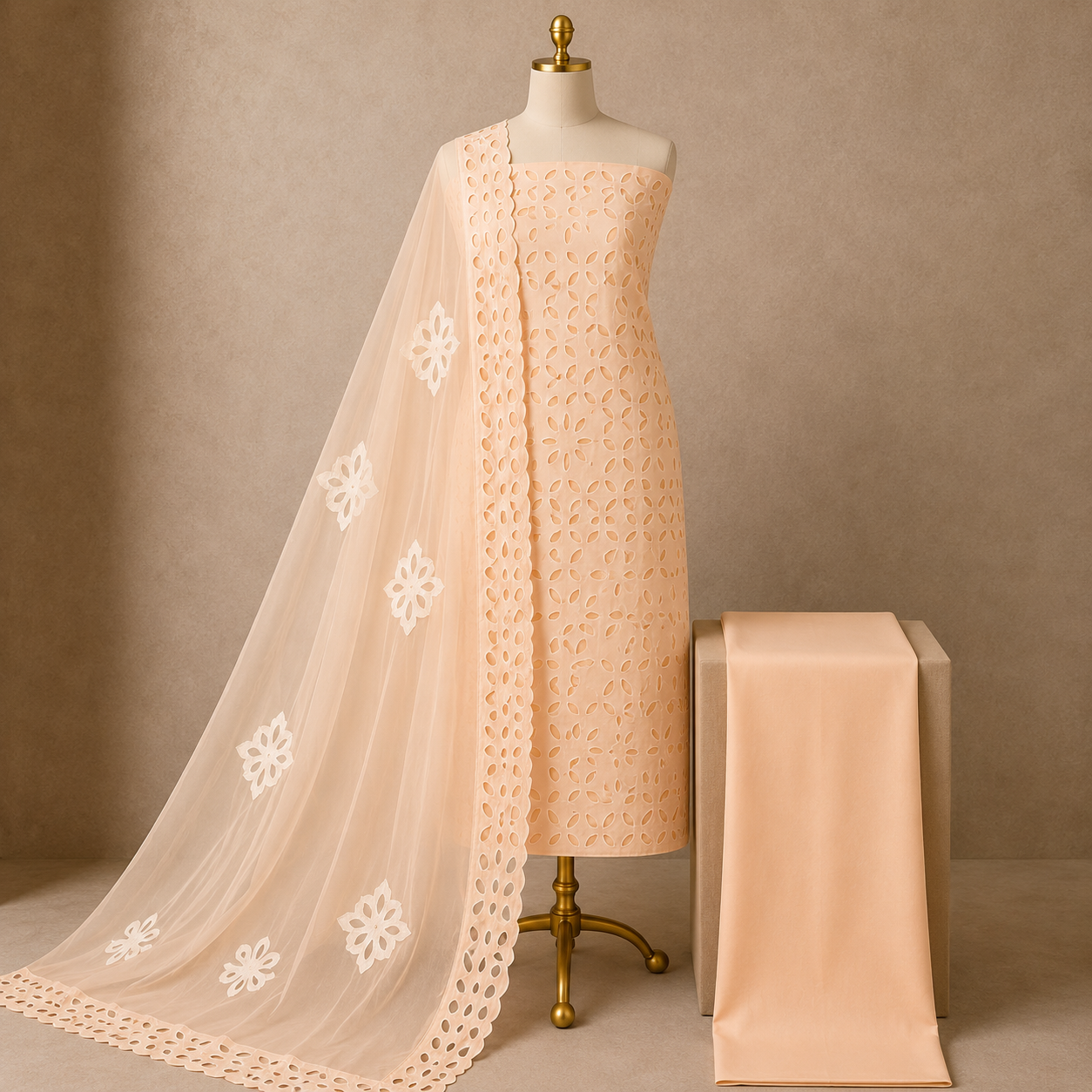 Cotton Sindhi Applique 3 pc Unstitch Dress Material