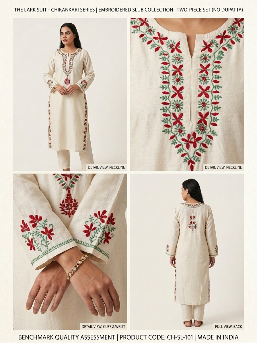 Chikankari 100 % handcrafted Chanderi 2pc Kurta set