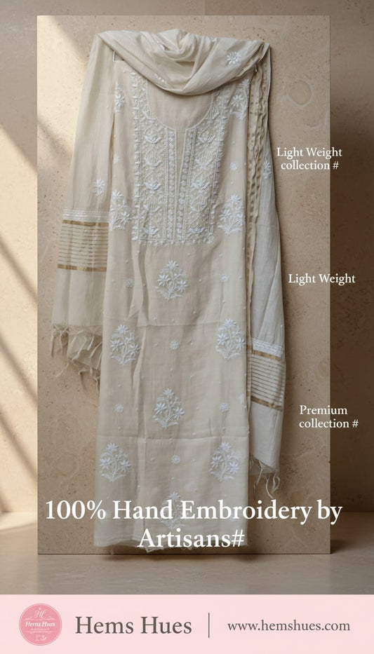 Chikankari Unstitched 3 pc set