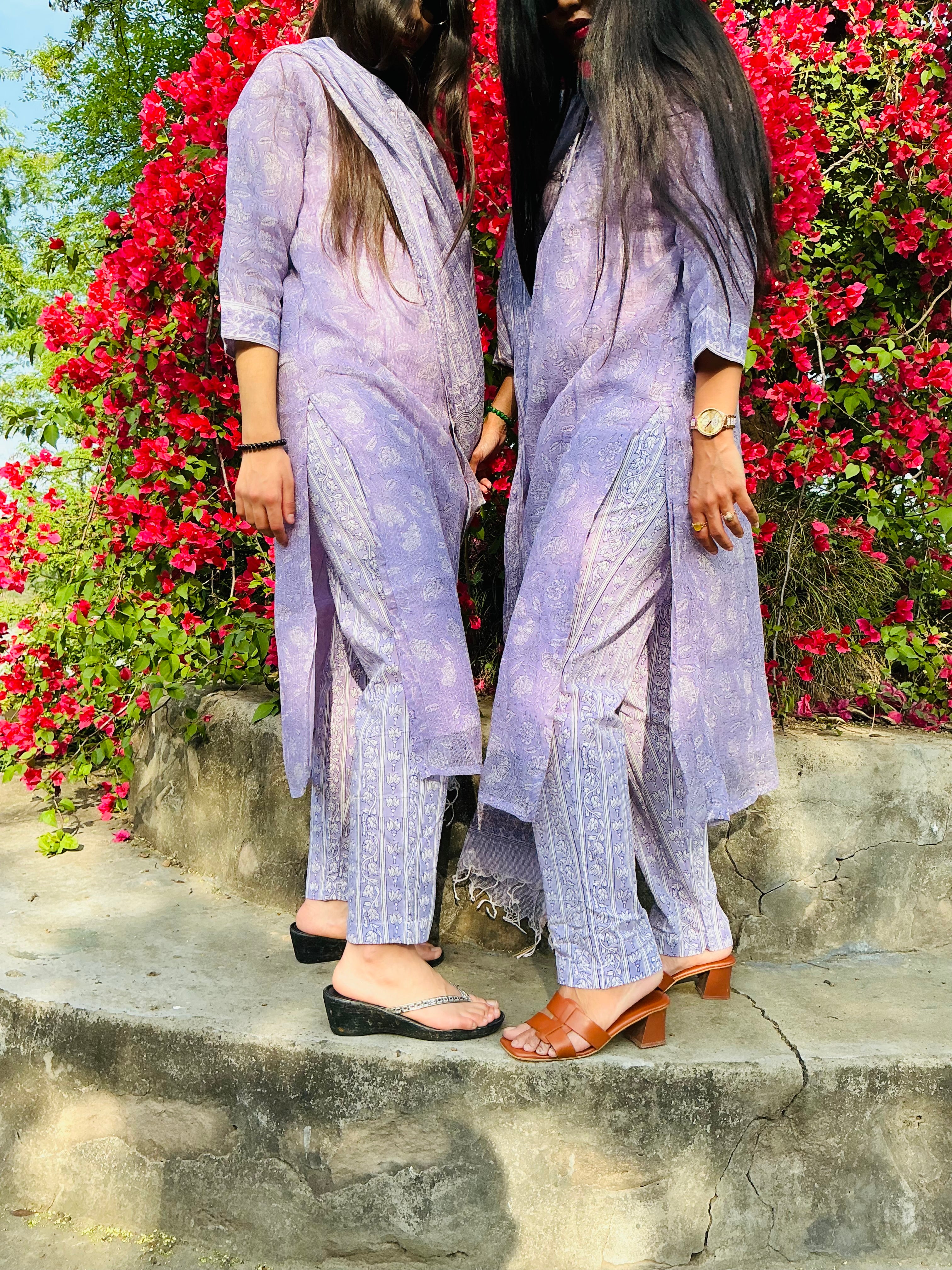 Hand-block Printed Kota Doria 3pc Ready-to-wear