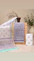 Hand-block Printed Kota Doria 3pc Unstitched Dress Material