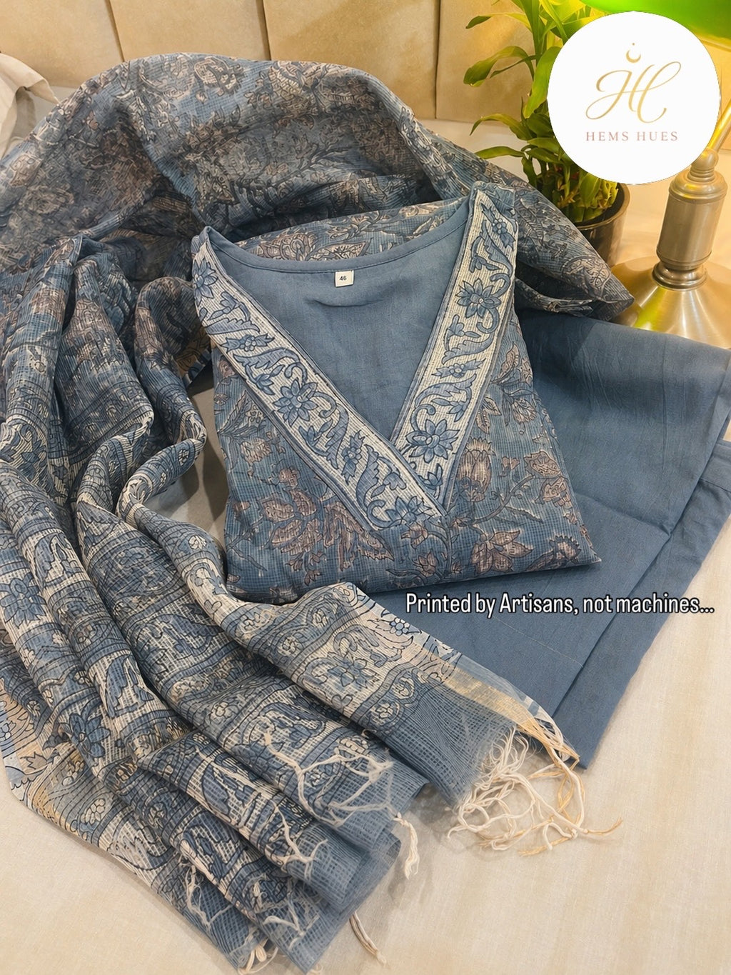 Hand-block Printed Kota Doria 3pc Ready-to-wear