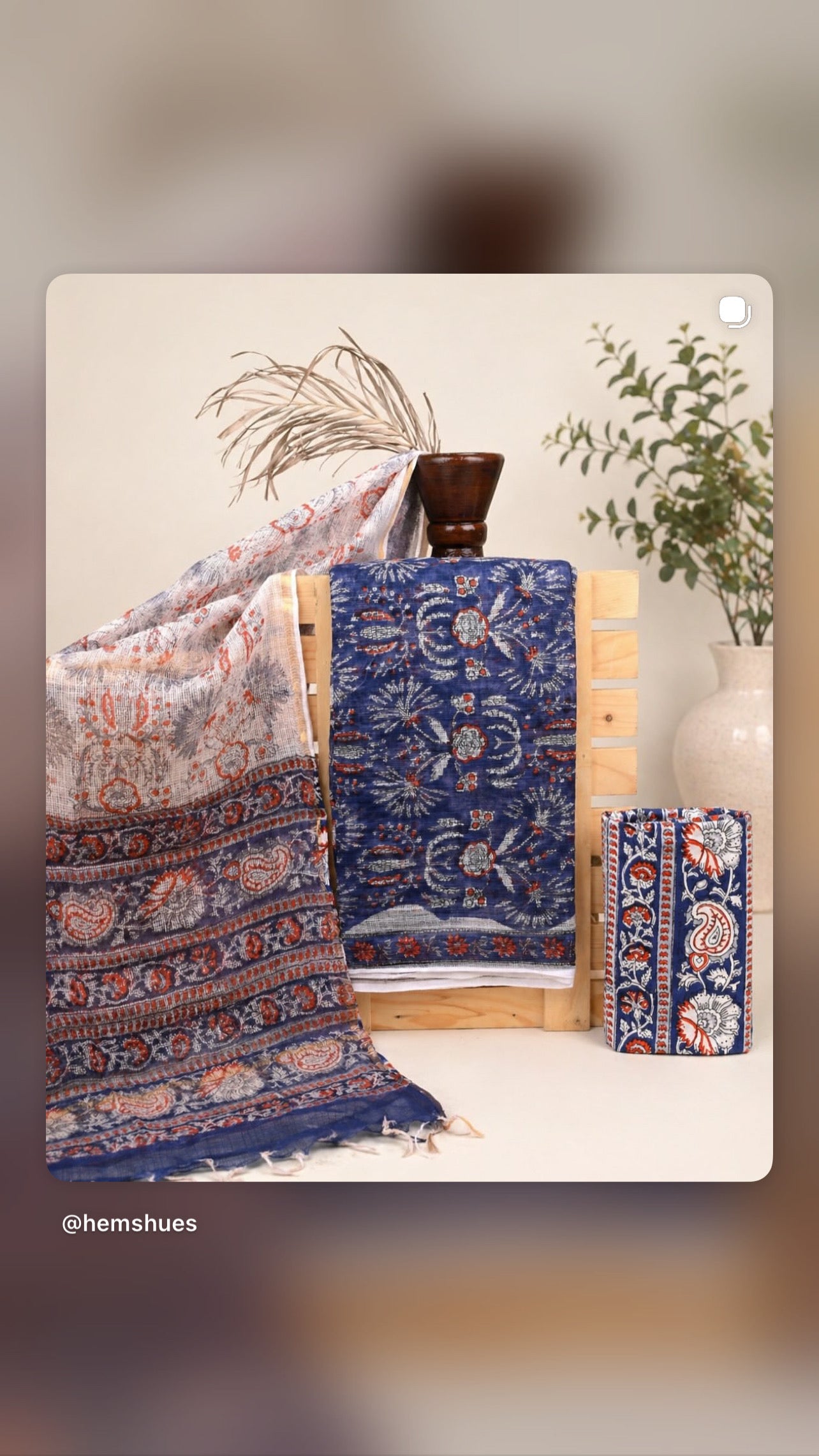 Hand-block Printed Kota Doria 3pc Unstitched Dress Material