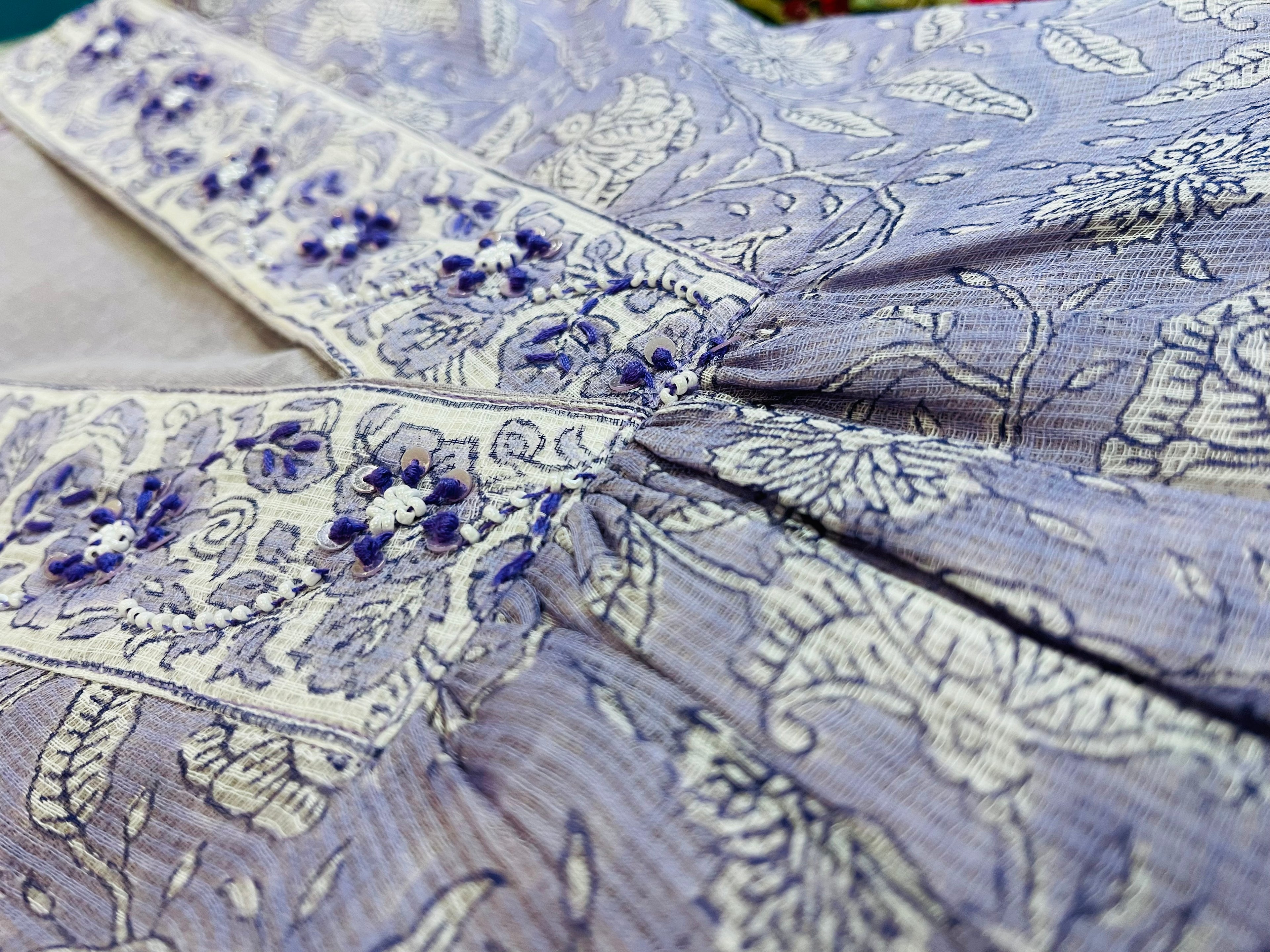 Hand-block Printed Kota Doria 3pc Ready-to-wear