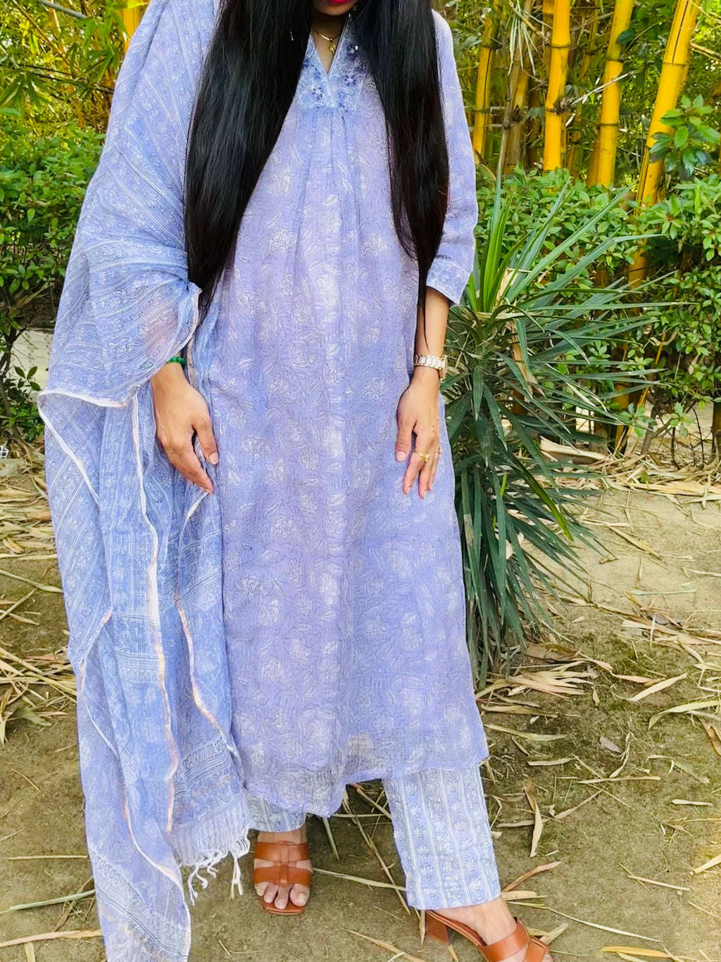 Hand-block Printed Kota Doria 3pc Ready-to-wear