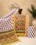 Hand-Block Printed Kota Doria 3Pc Unstitched Dress Material
