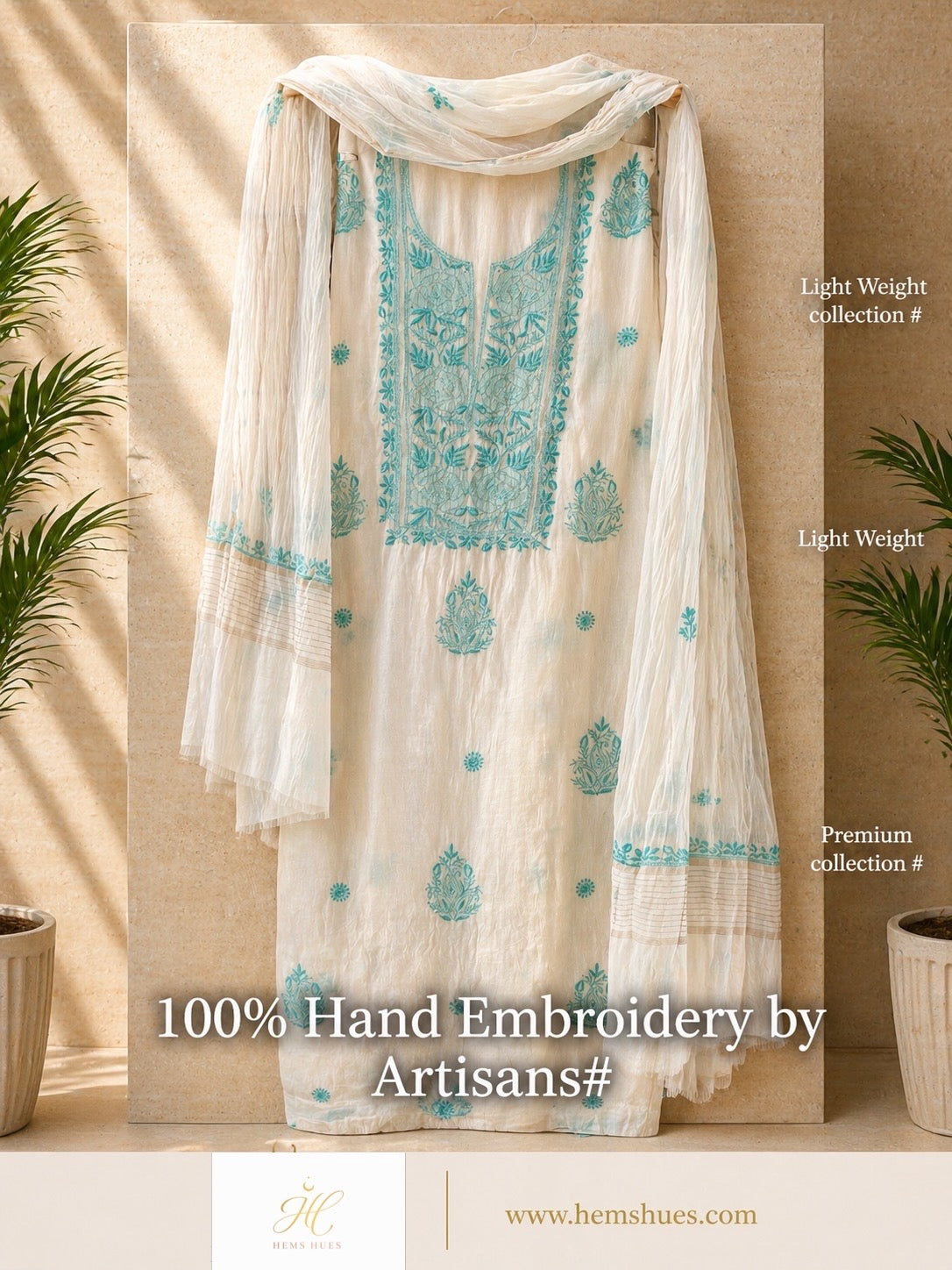 Chikankari Unstitched 2 pc set