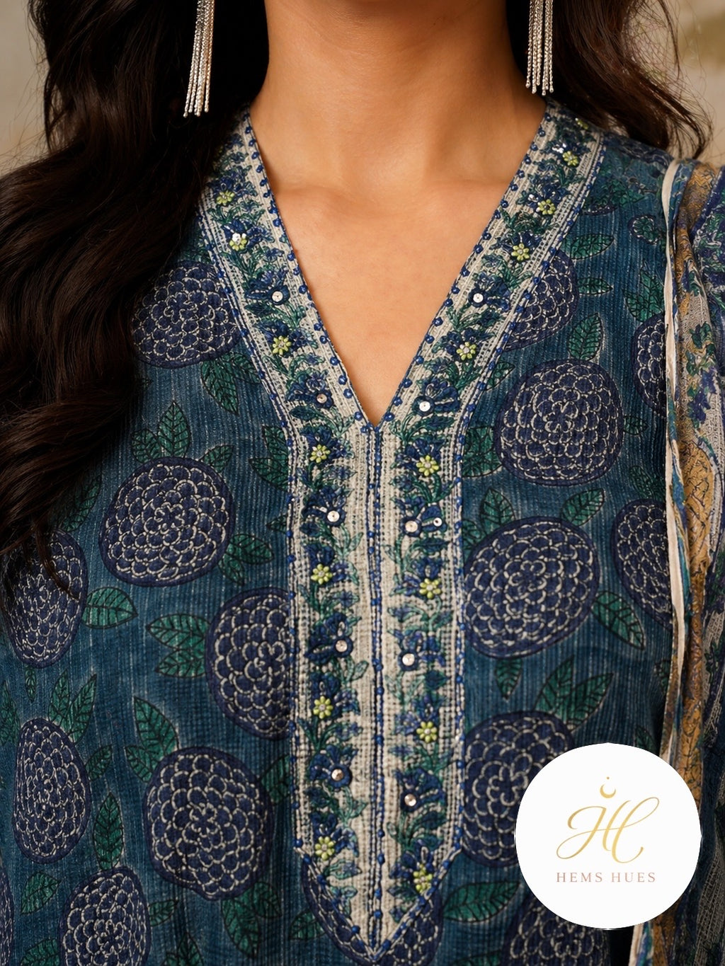Hand-block Printed Kota Doria 3pc Set Ready-to-wear