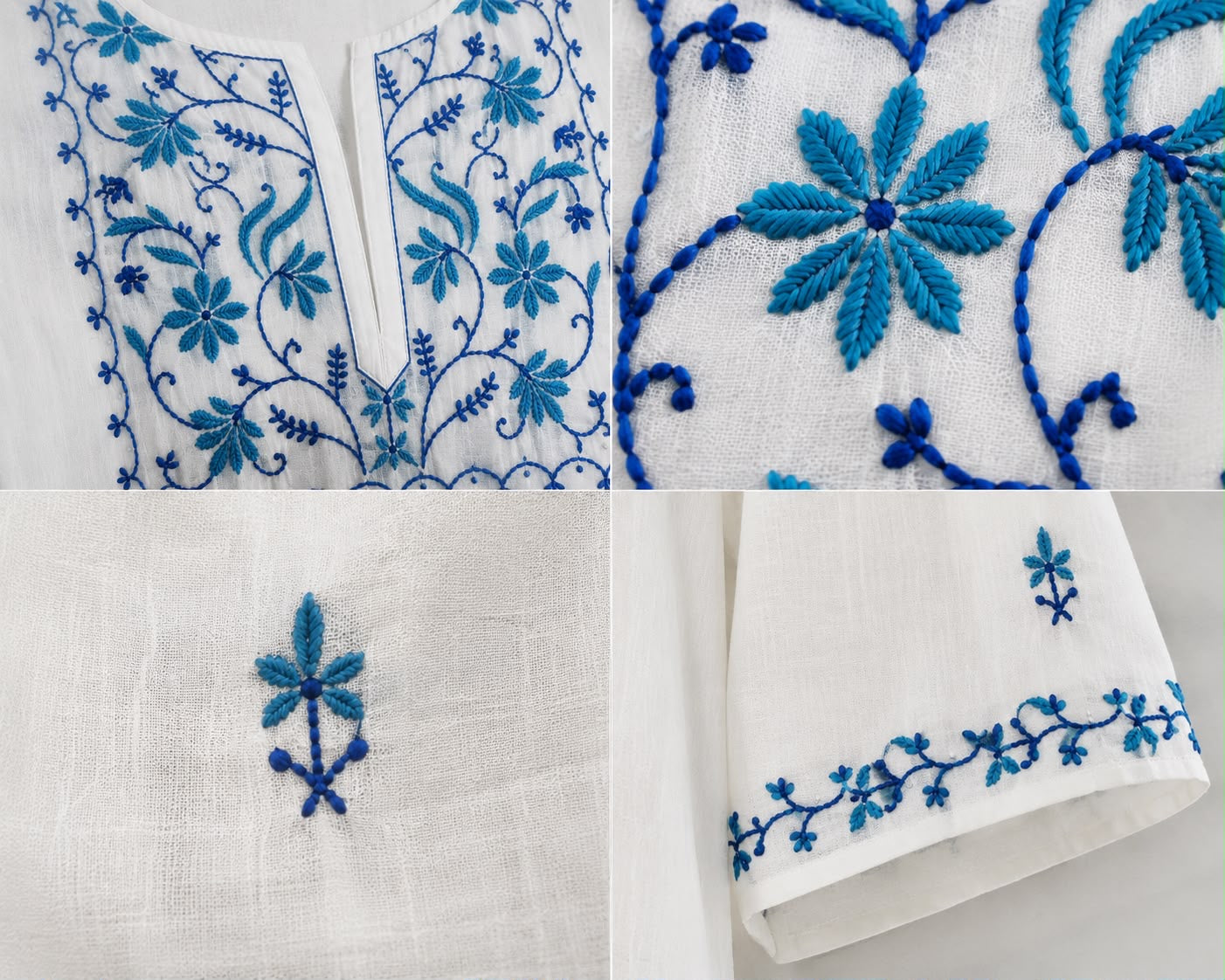 Muslin Chikankari Ready to wear white Kurti