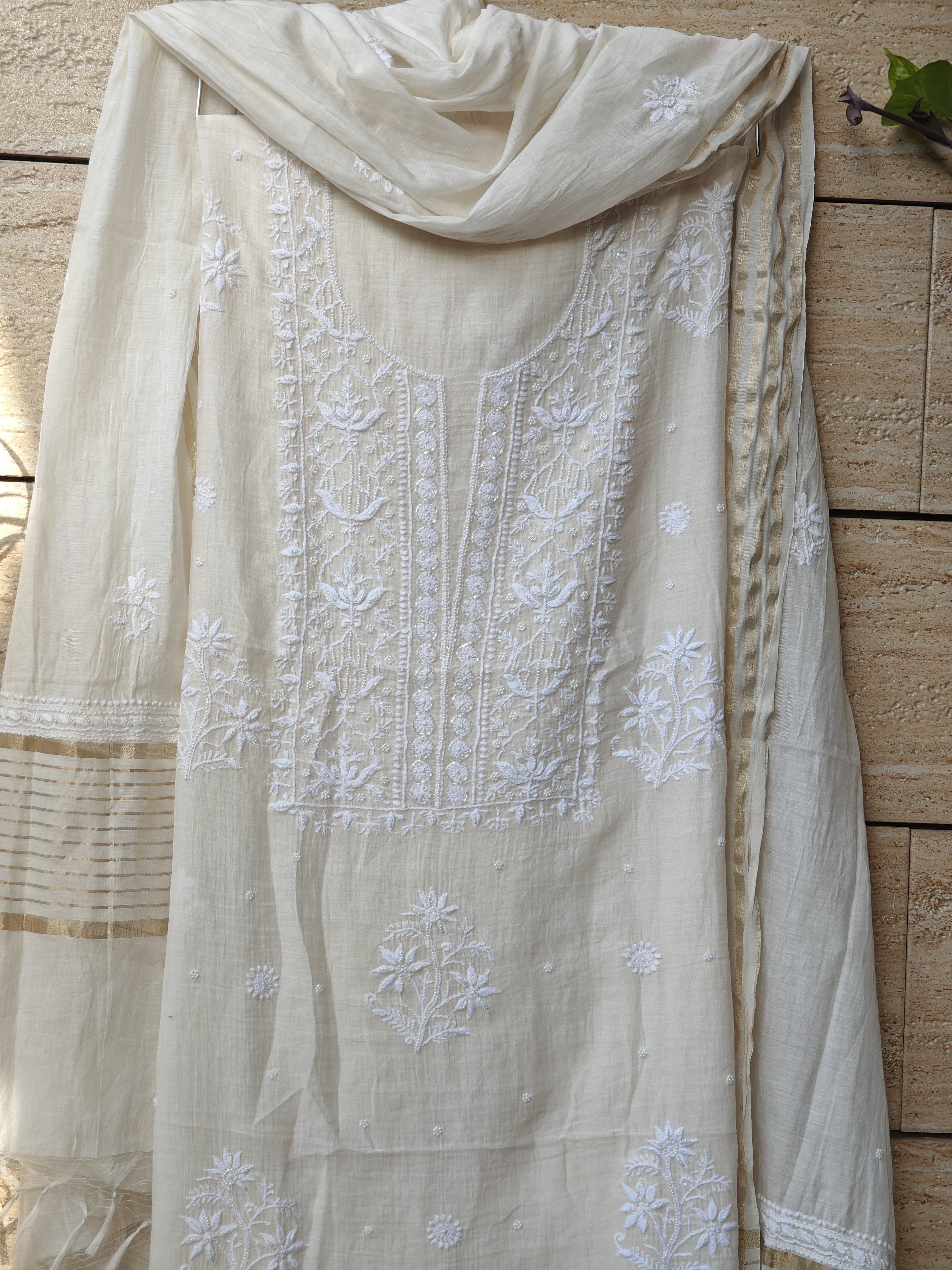 Chikankari Unstitched 3 pc set