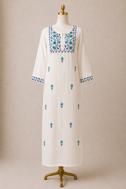 Muslin Chikankari Ready to wear white Kurti