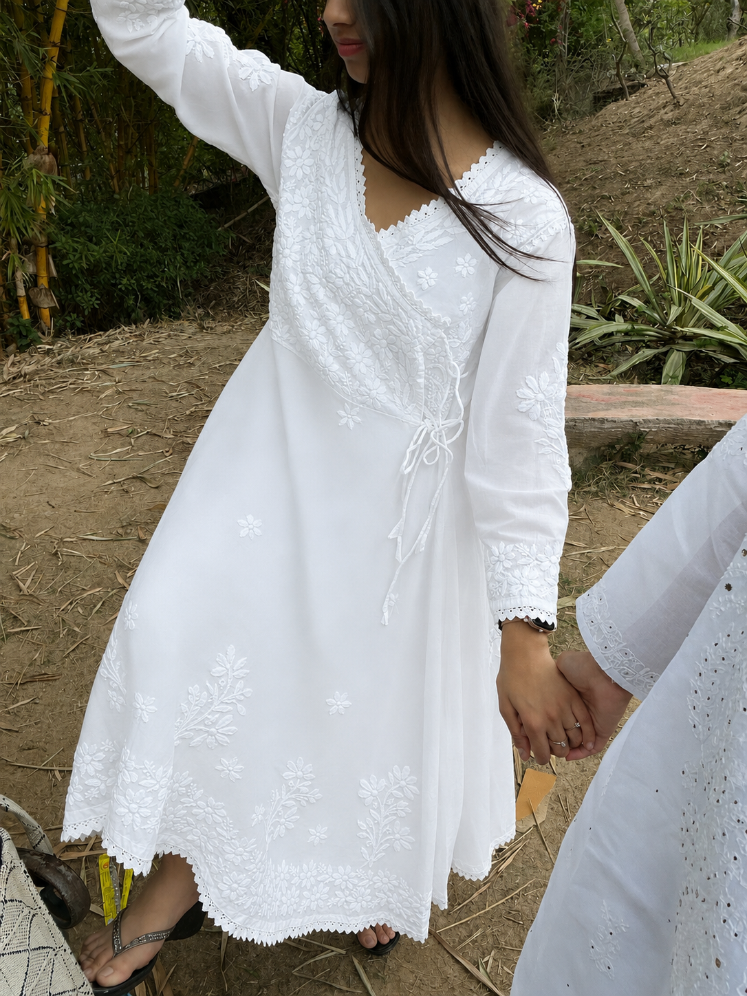 Handcrafted  Chikankari Angrakha Ready-to-wear