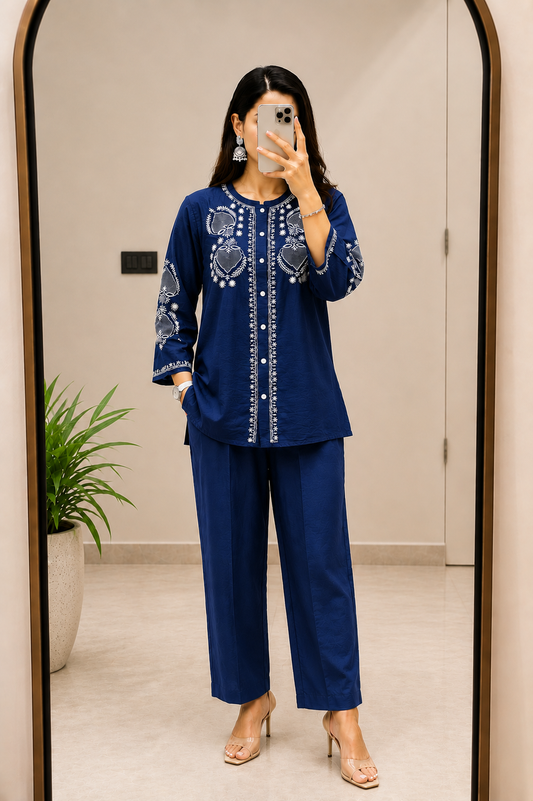 Chanderi Zariah Chikankari Cord Set Ready-to-Wear