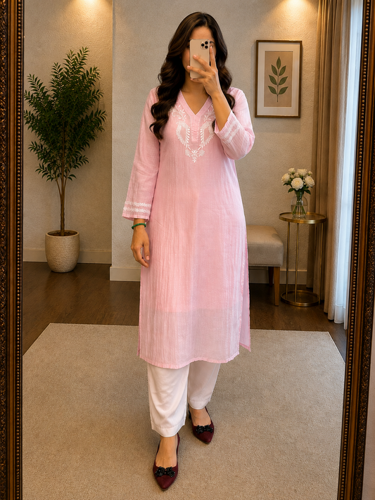 Hems Hues mul chanderi kurti