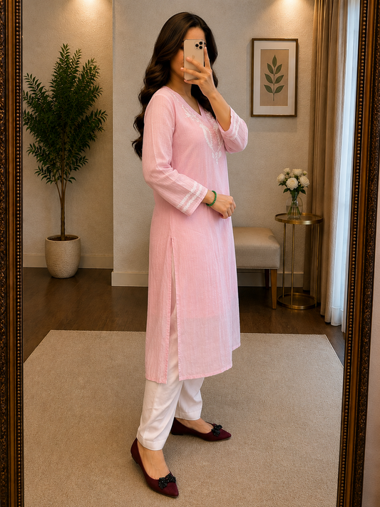 Hems Hues Mul chanderi kurti