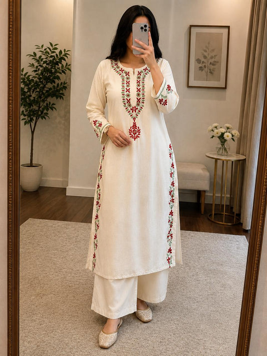 Chikankari  100 % handcrafted Chanderi 2pc Kurta set