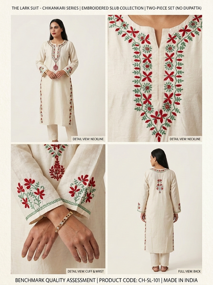 Chikankari  100 % handcrafted Chanderi 2pc Kurta set