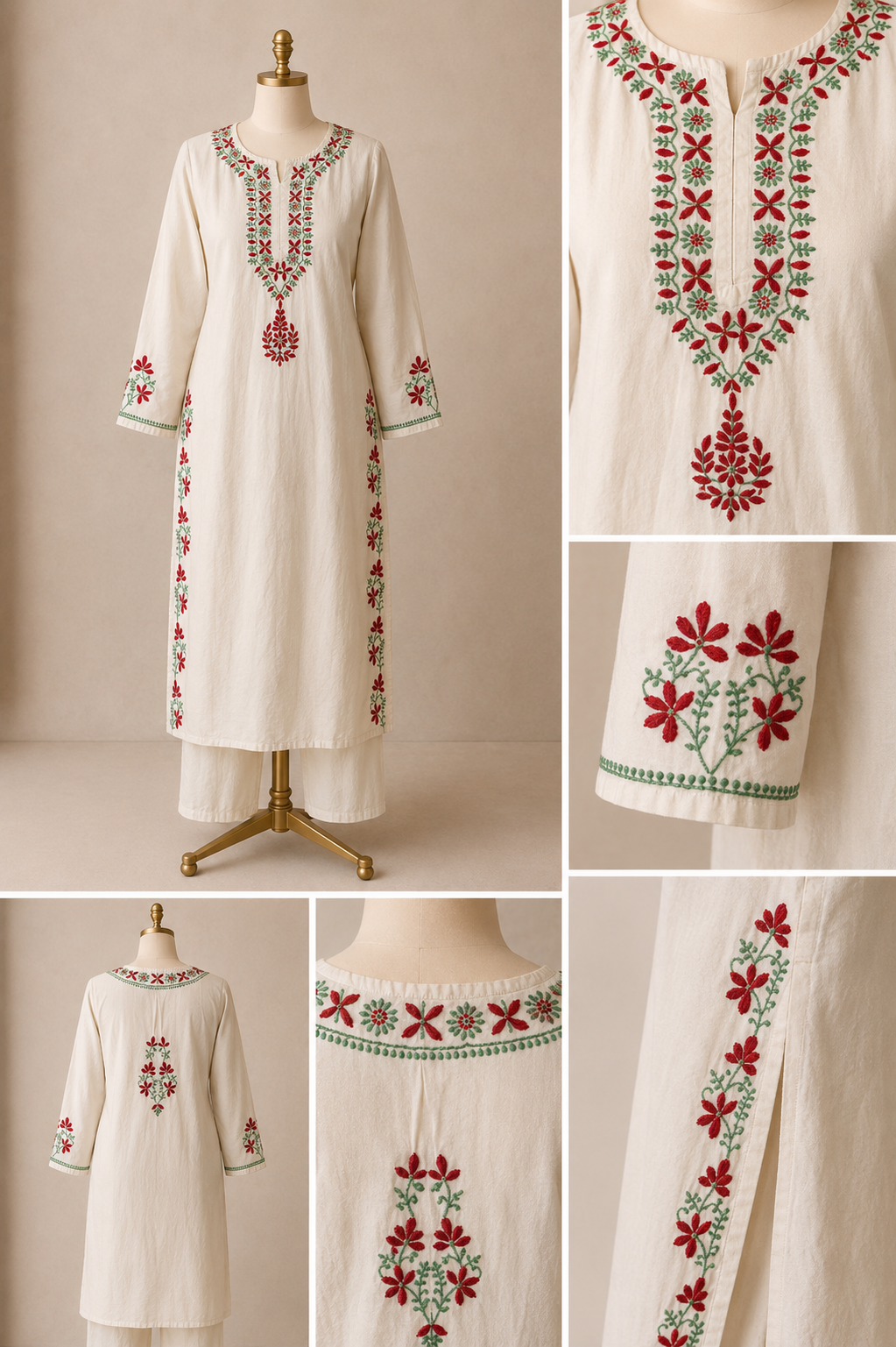 Chikankari  100 % handcrafted Chanderi 2pc Kurta set