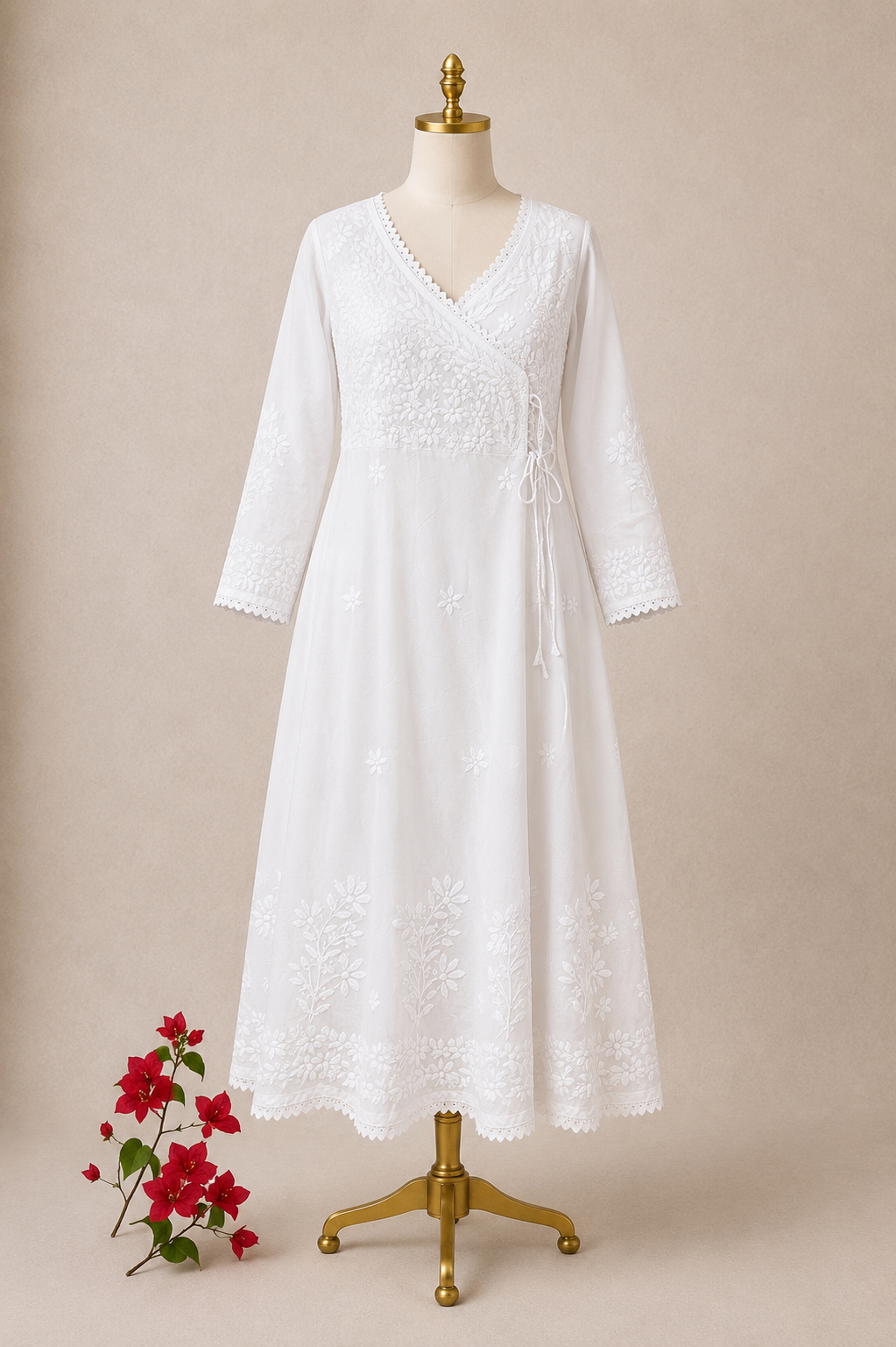 Handcrafted  Chikankari Angrakha Ready-to-wear