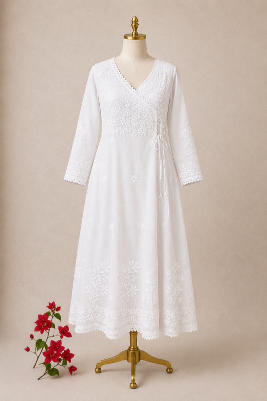 Handcrafted  Chikankari Angrakha Ready-to-wear